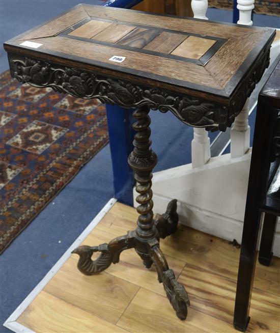 A Ceylonese specimen wood tripod table, W.56cm